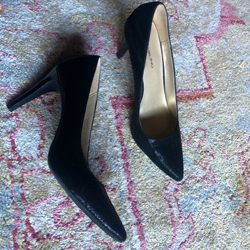 Bandolino Black Shimmer ‘Soft Touch’ Stick Heel